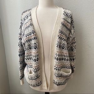 vintage Alpaca Quitex wool cream knitted cardigan womens M